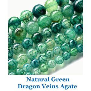 Green Dragon Veins Agate Natural Stone 15" Strand